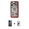 MARSİLYAN™- iPhone 13 Pro Max Kılıf Siluet Modern Koleksiyonu - Siyah Bilvis 3D Mat Cam Ekran Koruyucu + Neon Fosforlu Kamera Lens - MI