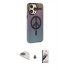 MARSİLYAN™- iPhone 13 Pro Max Kılıf Siluet Modern Koleksiyonu - Siyah Bilvis 3D Mat Cam Ekran Koruyucu + Pers Alüminyum Kamera Lens - GD