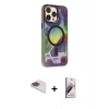 MARSİLYAN™- iPhone 13 Pro Max Kılıf Siluet Modern Koleksiyonu - Siyah Bilvis 3D Mat Cam Ekran Koruyucu + Pers Alüminyum Kamera Lens - GI