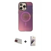 MARSİLYAN™- iPhone 13 Pro Max Kılıf Siluet Modern Koleksiyonu - Siyah Bilvis 3D Mat Cam Ekran Koruyucu + Rainbow Kamera Lens Koruma Cam - KI