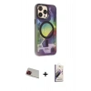 MARSİLYAN™- iPhone 13 Pro Max Kılıf Siluet Modern Koleksiyonu - Siyah Bilvis 3D Mat Cam Ekran Koruyucu + Rainbow Kamera Lens Koruma Cam - KI