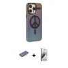 MARSİLYAN™- iPhone 13 Pro Max Kılıf Siluet Modern Koleksiyonu - Siyah Bilvis 3D Mat Cam Ekran Koruyucu + Renkli Kamera Lens Koruma Cam - MI