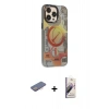 MARSİLYAN™- iPhone 13 Pro Max Kılıf Siluet Modern Koleksiyonu - Siyah Bilvis 3D Mat Cam Ekran Koruyucu + Renkli Kamera Lens Koruma Cam - PE