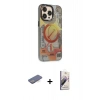 MARSİLYAN™- iPhone 13 Pro Max Kılıf Siluet Modern Koleksiyonu - Siyah Bilvis 3D Mat Cam Ekran Koruyucu + Renkli Kamera Lens Koruma Cam - MI