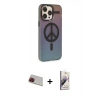 MARSİLYAN™- iPhone 13 Pro Max Kılıf Siluet Modern Koleksiyonu - Siyah Bilvis 3D Mat Cam Ekran Koruyucu + Rainbow Kamera Lens Koruma Cam - KI