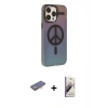 MARSİLYAN™- iPhone 13 Pro Max Kılıf Siluet Modern Koleksiyonu - Siyah Bilvis 3D Mat Cam Ekran Koruyucu + Renkli Kamera Lens Koruma Cam - TU