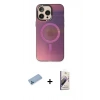 MARSİLYAN™- iPhone 13 Pro Max Kılıf Siluet Modern Koleksiyonu - Siyah Bilvis 3D Mat Cam Ekran Koruyucu + Shine Kamera Lens Koruma Cam - MI