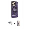 MARSİLYAN™- iPhone 13 Pro Max Kılıf Siluet Modern Koleksiyonu - Siyah Bilvis 3D Mat Cam Ekran Koruyucu + Pers Alüminyum Kamera Lens - SABE