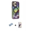 MARSİLYAN™- iPhone 13 Pro Max Kılıf Siluet Modern Koleksiyonu - Siyah Bilvis 3D Mat Cam Ekran Koruyucu + Shine Kamera Lens Koruma Cam - MI