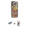 MARSİLYAN™- iPhone 13 Pro Max Kılıf Siluet Modern Koleksiyonu - Siyah Bilvis 3D Mat Cam Ekran Koruyucu + Sarı Renkli Kamera Lens Koruma Cam