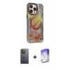 MARSİLYAN™- iPhone 13 Pro Max Kılıf Siluet Modern Koleksiyonu - Siyah Bilvis 5in1 3D Magic Cam Ekran Koruyucu + Yeşil Neon Fosforlu Kamera Lens