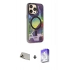 MARSİLYAN™- iPhone 13 Pro Max Kılıf Siluet Modern Koleksiyonu - Siyah Bilvis 5in1 3D Magic Cam Ekran Koruyucu + Rainbow Kamera Lens Koruma Cam - REGD