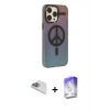 MARSİLYAN™- iPhone 13 Pro Max Kılıf Siluet Modern Koleksiyonu - Siyah Bilvis 5in1 3D Magic Cam Ekran Koruyucu + Pers Alüminyum Kamera Lens - SABE