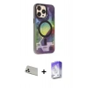 MARSİLYAN™- iPhone 13 Pro Max Kılıf Siluet Modern Koleksiyonu - Siyah Bilvis 5in1 3D Magic Cam Ekran Koruyucu + Rainbow Kamera Lens Koruma Cam - BZ