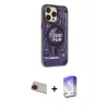 MARSİLYAN™- iPhone 13 Pro Max Kılıf Siluet Modern Koleksiyonu - Siyah Bilvis 5in1 3D Magic Cam Ekran Koruyucu + Rainbow Kamera Lens Koruma Cam - KI