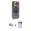 MARSİLYAN™- iPhone 13 Pro Max Kılıf Siluet Modern Koleksiyonu - Siyah Bilvis 5in1 3D Magic Cam Ekran Koruyucu + Rainbow Kamera Lens Koruma Cam - REGD