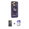 MARSİLYAN™- iPhone 13 Pro Max Kılıf Siluet Modern Koleksiyonu - Siyah Bilvis 5in1 3D Magic Cam Ekran Koruyucu + Yeşil Neon Fosforlu Kamera Lens