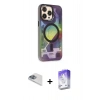 MARSİLYAN™- iPhone 13 Pro Max Kılıf Siluet Modern Koleksiyonu - Siyah Bilvis 5in1 3D Magic Cam Ekran Koruyucu + Pers Alüminyum Kamera Lens - SABE