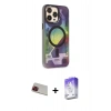 MARSİLYAN™- iPhone 13 Pro Max Kılıf Siluet Modern Koleksiyonu - Siyah Bilvis 5in1 3D Magic Cam Ekran Koruyucu + Rainbow Kamera Lens Koruma Cam - KI
