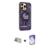 MARSİLYAN™- iPhone 13 Pro Max Kılıf Siluet Modern Koleksiyonu - Siyah Bilvis 5in1 3D Magic Cam Ekran Koruyucu + Rainbow Kamera Lens Koruma Cam - BZ
