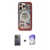 MARSİLYAN™- iPhone 13 Pro Max Kılıf Siluet Modern Koleksiyonu - Siyah Bilvis 5in1 3D Magic Cam Ekran Koruyucu + Yeşil Neon Fosforlu Kamera Lens