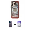 MARSİLYAN™- iPhone 13 Pro Max Kılıf Siluet Modern Koleksiyonu - Siyah Bilvis 5in1 3D Magic Cam Ekran Koruyucu + Neon Fosforlu Kamera Lens - MI