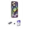 MARSİLYAN™- iPhone 13 Pro Max Kılıf Siluet Modern Koleksiyonu - Siyah Bilvis 5in1 3D Magic Cam Ekran Koruyucu + Renkli Kamera Lens Koruma Cam - MI