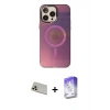 MARSİLYAN™- iPhone 13 Pro Max Kılıf Siluet Modern Koleksiyonu - Siyah Bilvis 5in1 3D Magic Cam Ekran Koruyucu + Rainbow Kamera Lens Koruma Cam - REGD