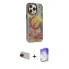 MARSİLYAN™- iPhone 13 Pro Max Kılıf Siluet Modern Koleksiyonu - Siyah Bilvis 5in1 3D Magic Cam Ekran Koruyucu + Rainbow Kamera Lens Koruma Cam - KI