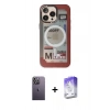 MARSİLYAN™- iPhone 13 Pro Max Kılıf Siluet Modern Koleksiyonu - Siyah Bilvis 5in1 3D Magic Cam Ekran Koruyucu + Neon Fosforlu Kamera Lens - BZ