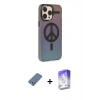 MARSİLYAN™- iPhone 13 Pro Max Kılıf Siluet Modern Koleksiyonu - Siyah Bilvis 5in1 3D Magic Cam Ekran Koruyucu + Açık Yeşil Metal Kamera Lens Koruma Cam