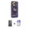 MARSİLYAN™- iPhone 13 Pro Max Kılıf Siluet Modern Koleksiyonu - Siyah Bilvis 5in1 3D Magic Cam Ekran Koruyucu + Neon Fosforlu Kamera Lens - BZ