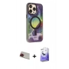 MARSİLYAN™- iPhone 13 Pro Max Kılıf Siluet Modern Koleksiyonu - Siyah Bilvis 5in1 5D Magic Hayalet Cam Ekran Koruyucu + Rainbow Kamera Lens Koruma Cam - KI