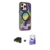 MARSİLYAN™- iPhone 13 Pro Max Kılıf Siluet Modern Koleksiyonu - Siyah Bilvis 5in1 5D Magic Hayalet Cam Ekran Koruyucu + Raze Metal Kamera Lens - GD
