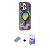 MARSİLYAN™- iPhone 13 Pro Max Kılıf Siluet Modern Koleksiyonu - Siyah Bilvis 5in1 5D Magic Hayalet Cam Ekran Koruyucu + Shine Kamera Lens Koruma Cam - GI