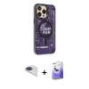 MARSİLYAN™- iPhone 13 Pro Max Kılıf Siluet Modern Koleksiyonu - Siyah Bilvis 5in1 5D Magic Hayalet Cam Ekran Koruyucu + Lacivert Pers Alüminyum Kamera Lens