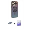 MARSİLYAN™- iPhone 13 Pro Max Kılıf Siluet Modern Koleksiyonu - Siyah Bilvis 5in1 5D Magic Hayalet Cam Ekran Koruyucu + Renkli Kamera Lens Koruma Cam - YL