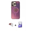 MARSİLYAN™- iPhone 13 Pro Max Kılıf Siluet Modern Koleksiyonu - Siyah Bilvis 5in1 5D Magic Hayalet Cam Ekran Koruyucu + Pers Alüminyum Kamera Lens - KI