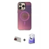 MARSİLYAN™- iPhone 13 Pro Max Kılıf Siluet Modern Koleksiyonu - Siyah Bilvis 5in1 5D Magic Hayalet Cam Ekran Koruyucu + Rainbow Kamera Lens Koruma Cam - KI