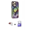 MARSİLYAN™- iPhone 13 Pro Max Kılıf Siluet Modern Koleksiyonu - Siyah Bilvis 5in1 5D Magic Hayalet Cam Ekran Koruyucu + Pers Alüminyum Kamera Lens - KI
