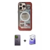MARSİLYAN™- iPhone 13 Pro Max Kılıf Siluet Modern Koleksiyonu - Siyah Bilvis 5in1 5D Magic Hayalet Cam Ekran Koruyucu + Neon Fosforlu Kamera Lens - YL