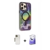 MARSİLYAN™- iPhone 13 Pro Max Kılıf Siluet Modern Koleksiyonu - Siyah Bilvis 5in1 5D Magic Hayalet Cam Ekran Koruyucu + Shine Kamera Lens - GD