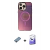 MARSİLYAN™- iPhone 13 Pro Max Kılıf Siluet Modern Koleksiyonu - Siyah Bilvis 5in1 5D Magic Hayalet Cam Ekran Koruyucu + Shine Kamera Lens Koruma Cam - GI