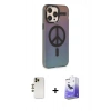 MARSİLYAN™- iPhone 13 Pro Max Kılıf Siluet Modern Koleksiyonu - Siyah Bilvis 5in1 5D Magic Hayalet Cam Ekran Koruyucu + Shine Kamera Lens - GD
