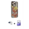 MARSİLYAN™- iPhone 13 Pro Max Kılıf Siluet Modern Koleksiyonu - Siyah Bilvis 5in1 5D Magic Hayalet Cam Ekran Koruyucu + Lacivert Pers Alüminyum Kamera Lens