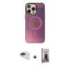 MARSİLYAN™- iPhone 13 Pro Max Kılıf Siluet Modern Koleksiyonu - Siyah Bilvis Hayalet Cam Ekran Koruyucu + Pers Alüminyum Kamera Lens - LT