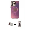 MARSİLYAN™- iPhone 13 Pro Max Kılıf Siluet Modern Koleksiyonu - Siyah Bilvis Hayalet Cam Ekran Koruyucu + Rainbow Kamera Lens Koruma Cam - KI
