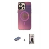 MARSİLYAN™- iPhone 13 Pro Max Kılıf Siluet Modern Koleksiyonu - Siyah Bilvis Hayalet Cam Ekran Koruyucu + Renkli Kamera Lens Koruma Cam - PE