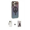 MARSİLYAN™- iPhone 13 Pro Max Kılıf Siluet Modern Koleksiyonu - Siyah Bilvis Hayalet Cam Ekran Koruyucu + Shine Kamera Lens - GD