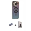 MARSİLYAN™- iPhone 13 Pro Max Kılıf Siluet Modern Koleksiyonu - Siyah Bilvis Hayalet Cam Ekran Koruyucu + Renkli Kamera Lens Koruma Cam - PE